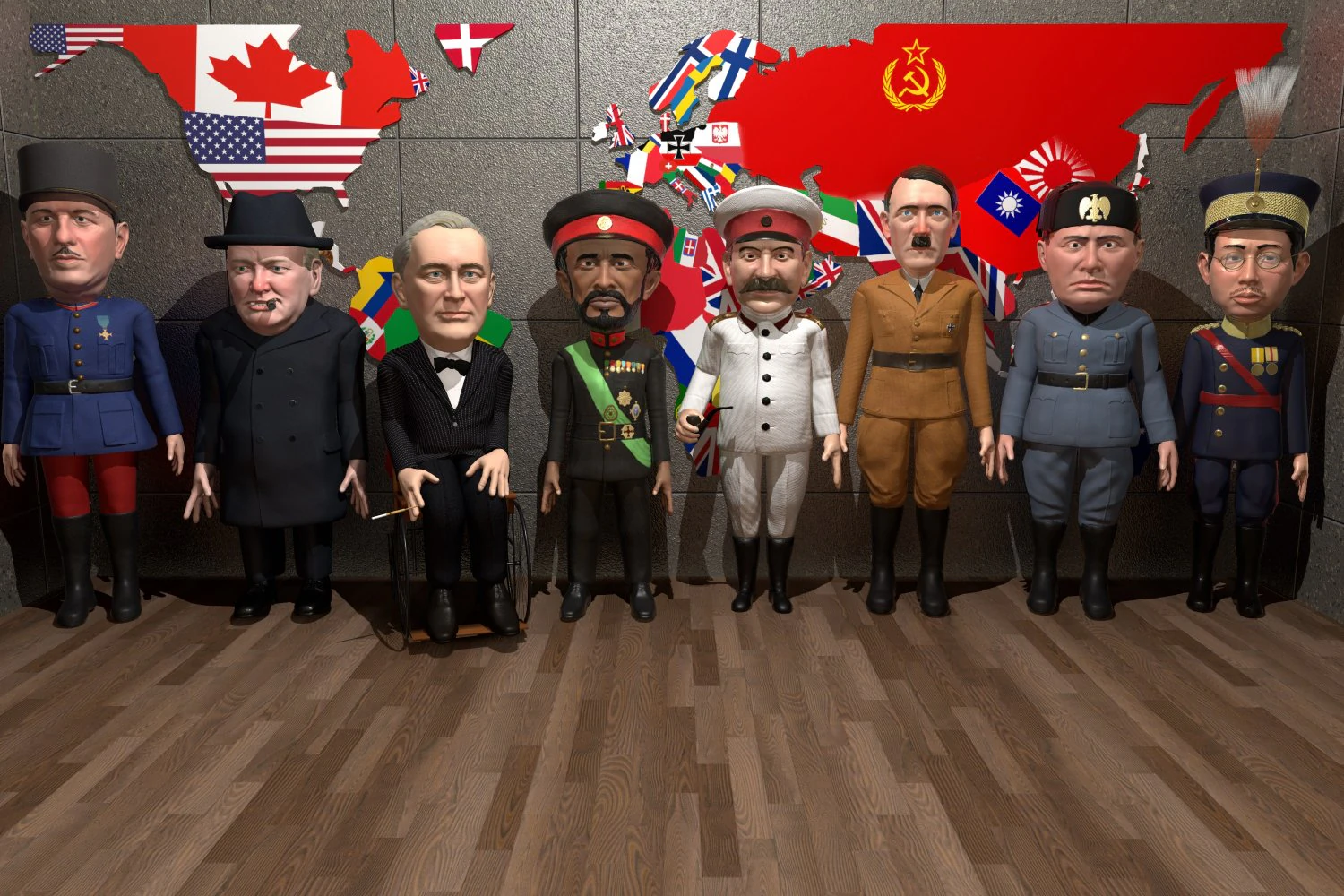 ww2 stylized leaders pack 3D Model .c4d .max .obj .3ds .fbx .stl .blend