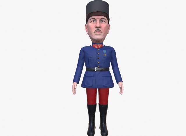 charles de gaulle stylized game ready rigged animated 3d character 3D Model .c4d .max .obj .3ds .fbx .stl .blend 
