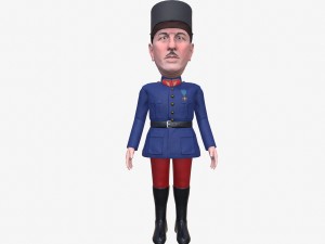 charles de gaulle stylized game ready rigged animated 3d character 3D Model