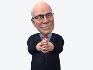 dick cheney stylized game ready 3d character 3D Model