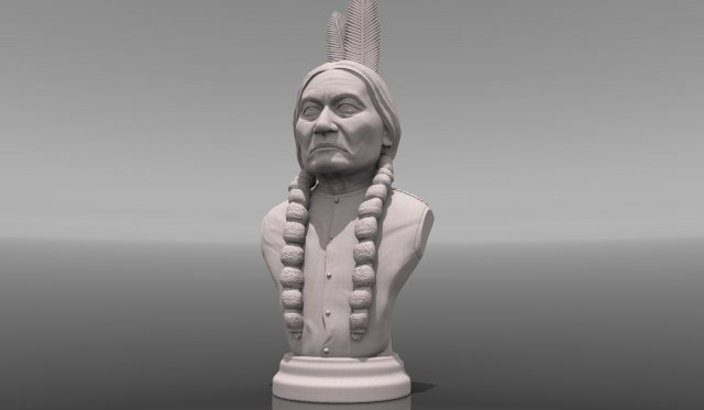 sitting bull 3d printable portrait sculpture Modelo de Impressão 3D .c4d .max .obj .3ds .fbx .stl .blend 