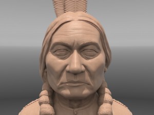 sitting bull 3d printable portrait sculpture Modelo de Impressão 3D