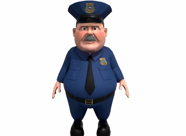 cartoon policeman 3D मॉडल .c4d .max .obj .3ds .fbx .stl .blend 