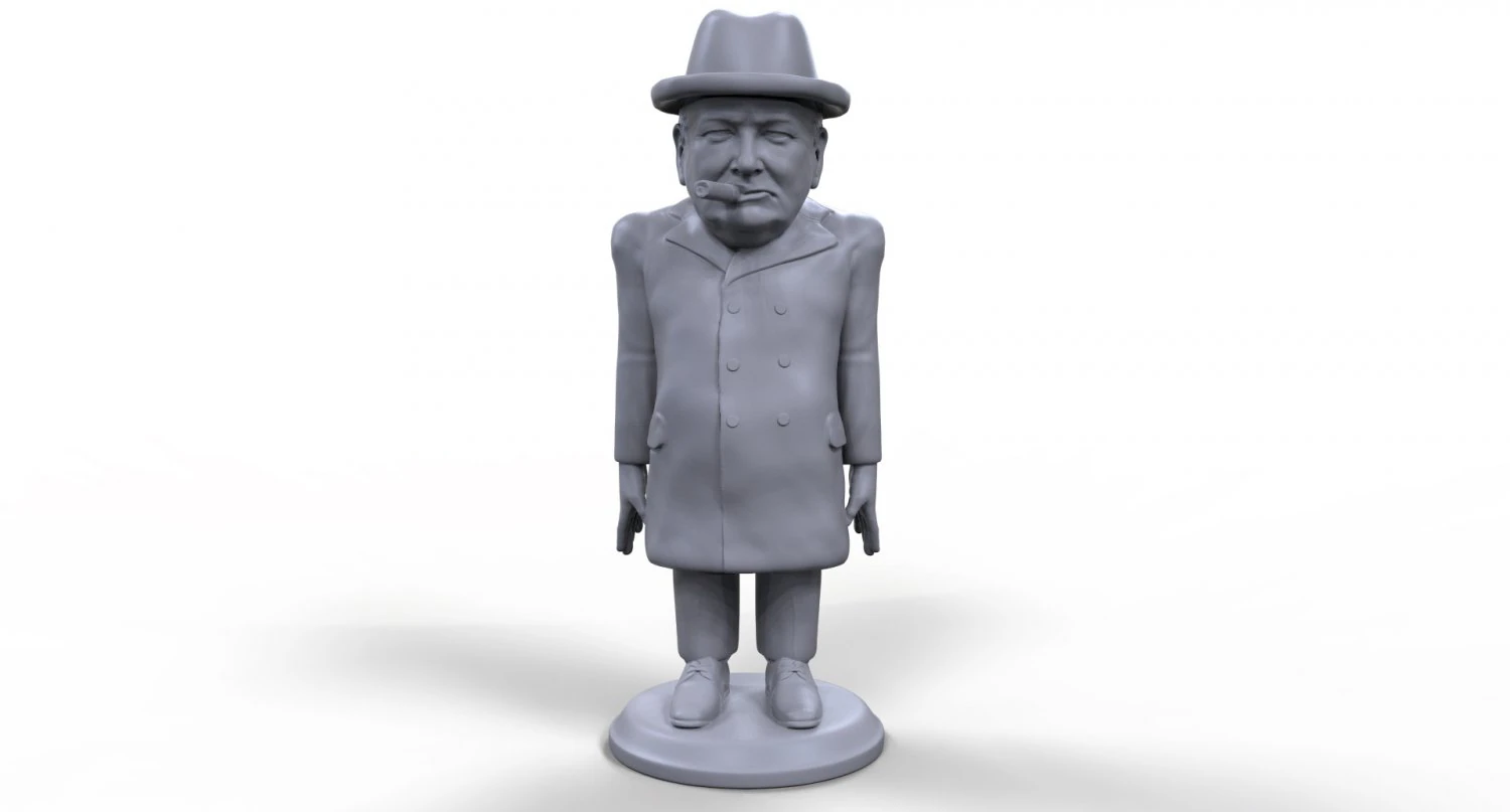 winston churchill stylized high quality 3d printable miniature 3D Print Model .c4d .max .obj .3ds .fbx .stl .blend 