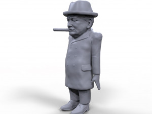 winston churchill stylized high quality 3d printable miniature Model Cetak 3D