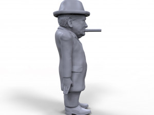 winston churchill stylized high quality 3d printable miniature Model Cetak 3D
