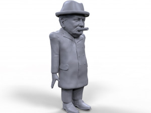 winston churchill stylized high quality 3d printable miniature Model Cetak 3D