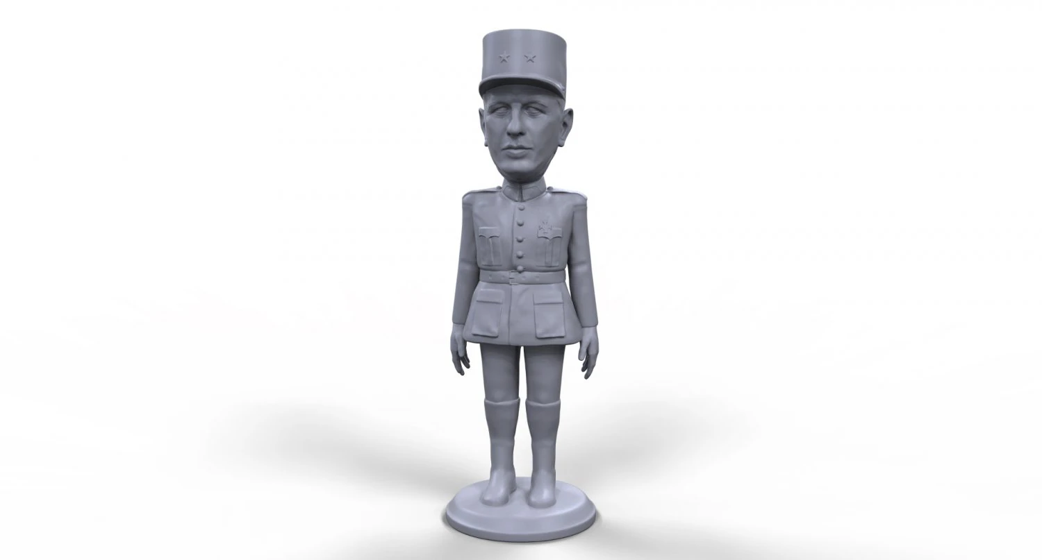 charles de gaulle stylized high quality 3d printable miniature 3D Print Model .c4d .max .obj .3ds .fbx .stl .blend 