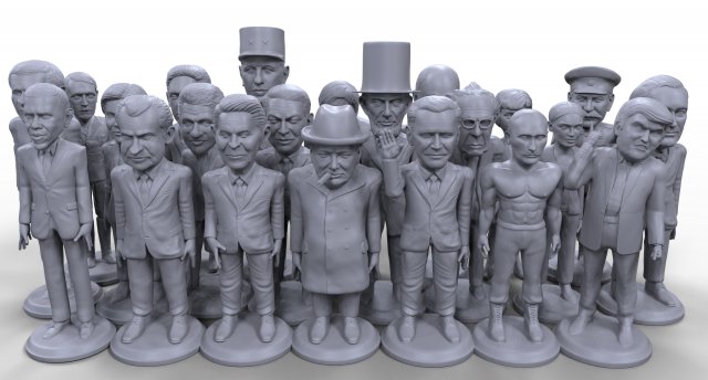 political stylized high quality 36 3d printable miniatures 3D 프린트 모델 .c4d .max .obj .3ds .fbx .stl .blend 
