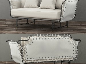 restoration hardware-19th c campaign setee Model 3D