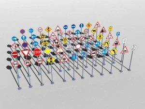 traffic signs basic package 3D Model