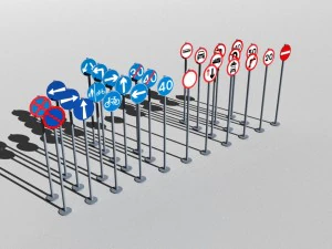 traffic signs basic package 3D Model