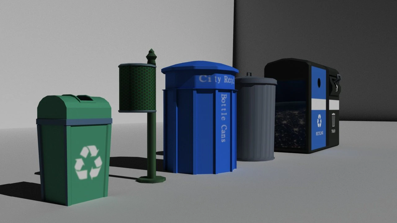 garbage-recycle bins package 3D Model .c4d .max .obj .3ds .fbx .stl .blend