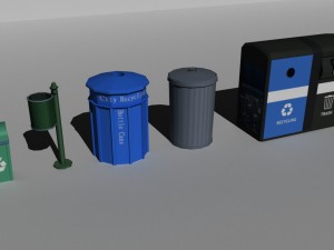 garbage-recycle bins package Model 3D