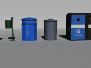 garbage-recycle bins package Model 3D