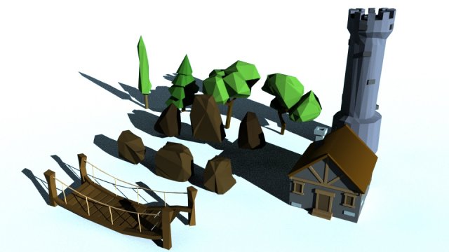 low poly forest 3D Model .c4d .max .obj .3ds .fbx .stl .blend 