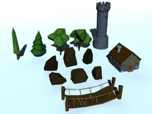 low poly forest 3D Model
