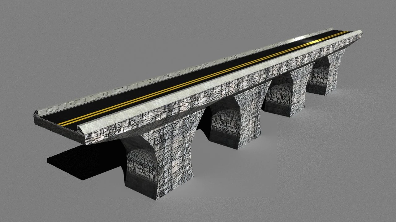 low poly road bridge 3D Model .c4d .max .obj .3ds .fbx .stl .blend 