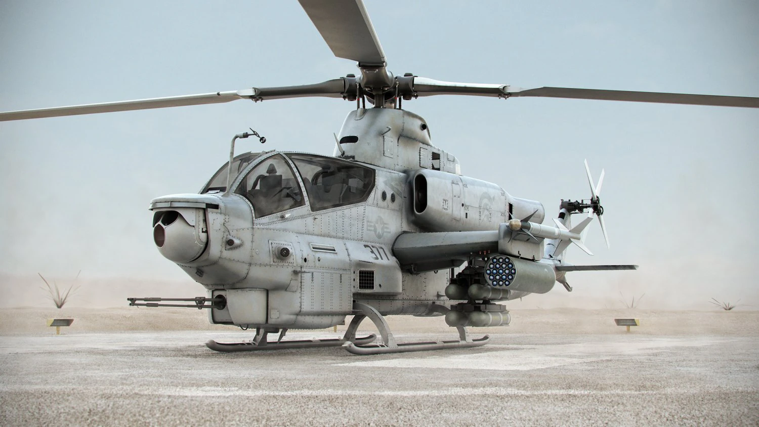 bell ah-1z viper attack helicopter 3D Model .c4d .max .obj .3ds .fbx .stl .blend