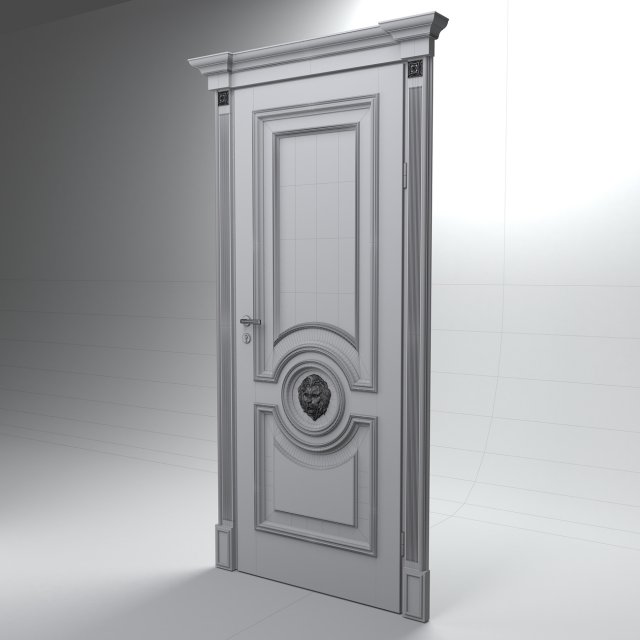 classical door with mascaron lion 3D Model .c4d .max .obj .3ds .fbx .stl .blend 