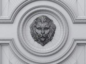 classical door with mascaron lion 3D Model