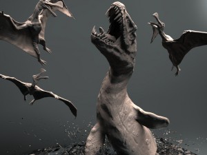 mosasaurs vs ornithoheirus high poly scene 3D 模型