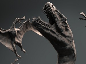 mosasaurs vs ornithoheirus high poly scene 3D Model