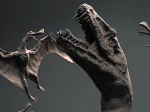 mosasaurs vs ornithoheirus high poly scene 3D Model