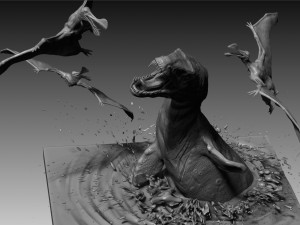 mosasaurs vs ornithoheirus high poly scene 3D Model