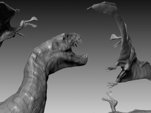 mosasaurs vs ornithoheirus high poly scene 3D Model