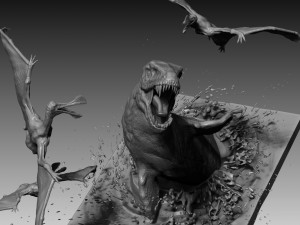mosasaurs vs ornithoheirus high poly scene 3D Model