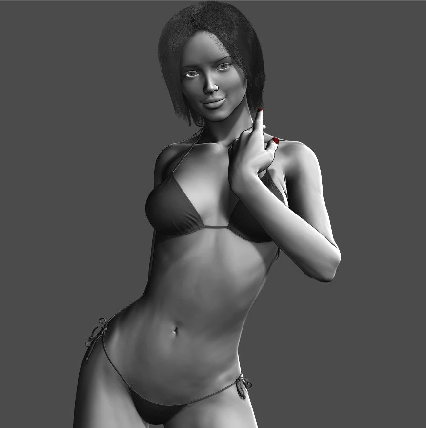 realistic posed woman zbrush hd 3D Model .c4d .max .obj .3ds .fbx .stl .blend 