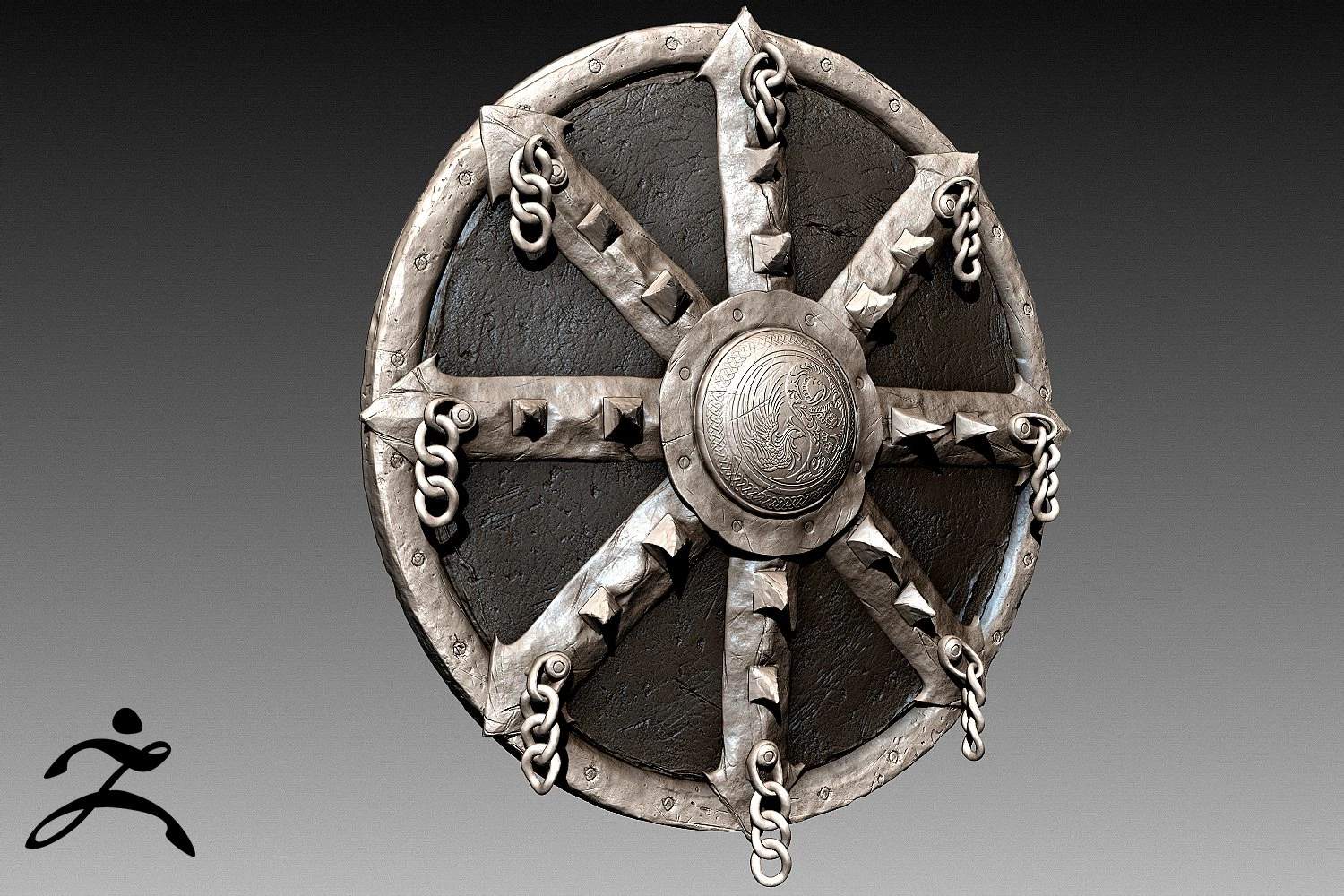barbarian shield 3D Model .c4d .max .obj .3ds .fbx .stl .blend 