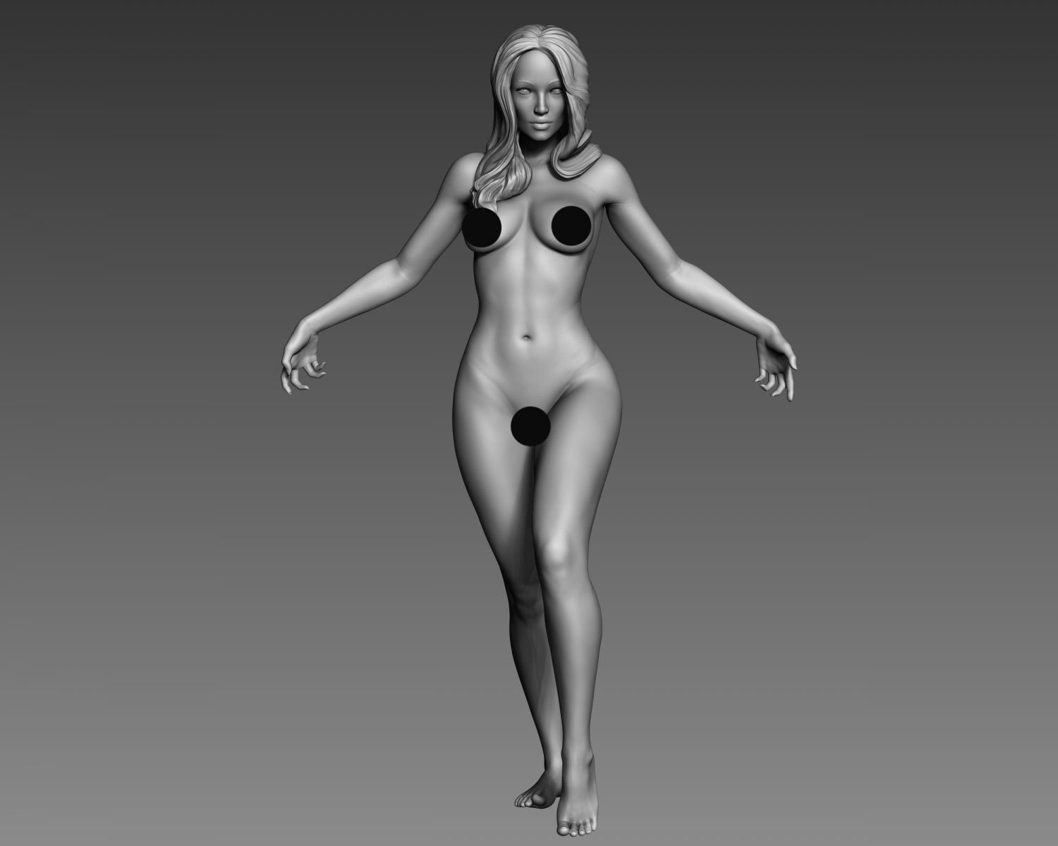 Rigged Rigged Skinned Textured Pbr Nude Model Low.