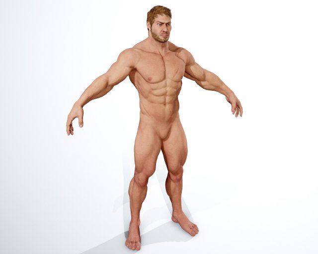 realistic muscular man 3D 모델 .c4d .max .obj .3ds .fbx .stl .blend 
