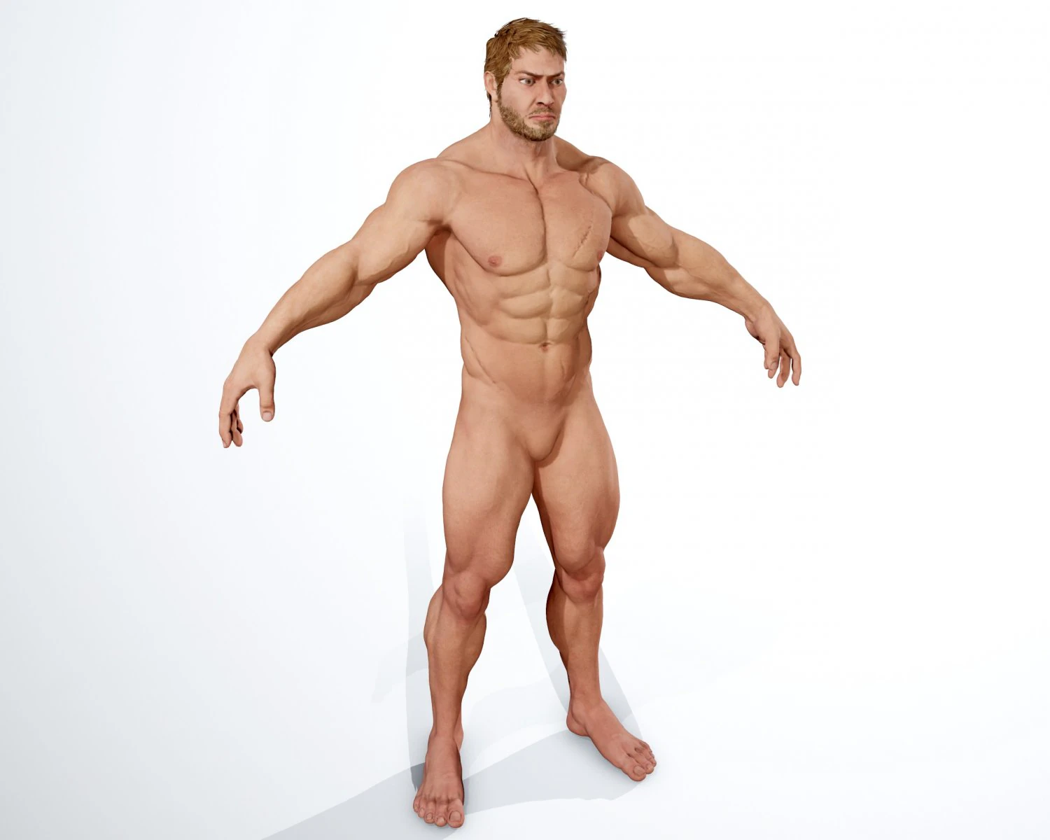 realistic muscular man 3D Model .c4d .max .obj .3ds .fbx .stl .blend 
