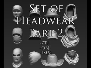 set of headwear part 2 Modello 3D