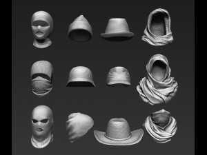 set of headwear part 2 Model 3D