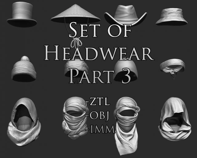 conjunto de touca parte 3 Modelo 3D .c4d .max .obj .3ds .fbx .stl .blend 