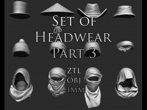 set of headwear part 3 Modèle 3D