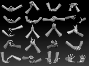 3d printable female hands 20 poses pack 3D Model