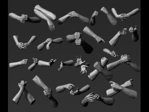 3d printable male hands 20 poses pack 3D Model
