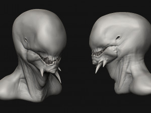 12 aliens heads Model 3D