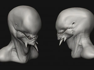 12 aliens heads 3D Model