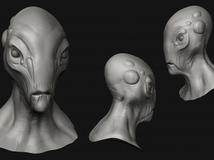 12 aliens heads Model 3D