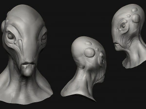 12 aliens heads 3D Model