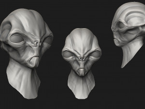 12 aliens heads Model 3D