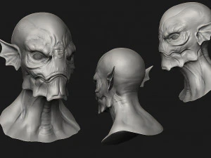 12 aliens heads 3D Model