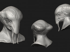 12 aliens heads Model 3D