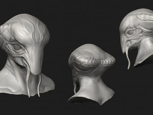 12 aliens heads 3D Model